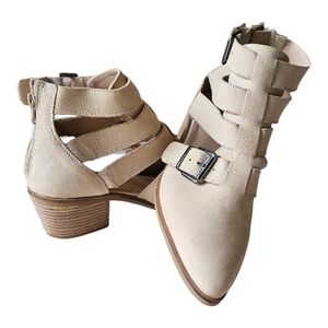 Crevo Jessamine Cutout Booties Cream Leather Boho Western Shoes
